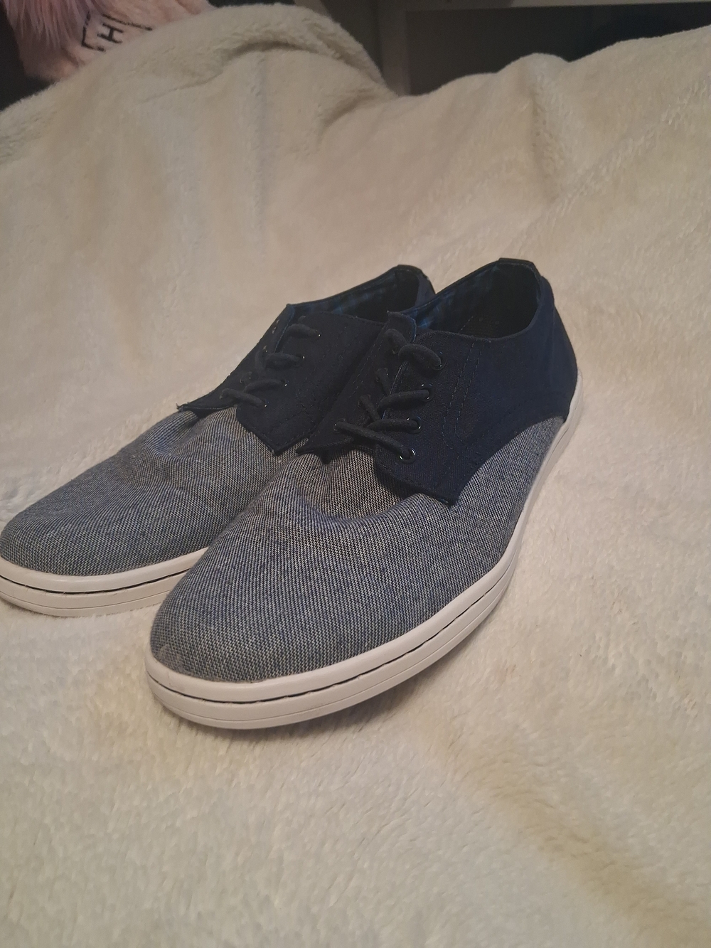 Ben Sherman Two-Tone Navy and Grey Canvas Lace-Up Sneakers
